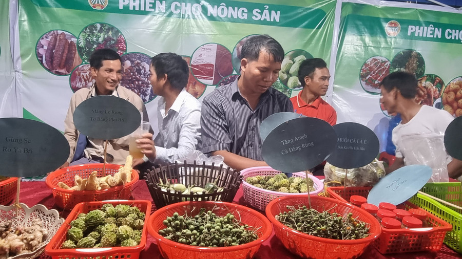 Phiên chợ diễn ra trong 2 ngày 25 và 26-8 tại Công viên 3/2, đường Trần Hưng Đạo, thị trấn Kon Dơng. Ảnh: Hà Phương Phiên chợ diễn ra trong 2 ngày 25 và 26-8 tại Công viên 3/2, đường Trần Hưng Đạo, thị trấn Kon Dơng. Ảnh: Hà Phương