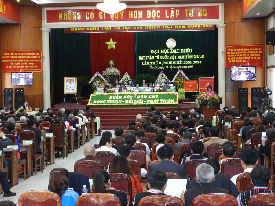 Quang cảnh Đại hội đại biểu MTTQ tỉnh Gia Lai lần thứ X nhiệm kỳ 2019-2024. Ảnh: Thanh Nhật Quang cảnh Đại hội đại biểu MTTQ tỉnh Gia Lai lần thứ X nhiệm kỳ 2019-2024. Ảnh: Thanh Nhật