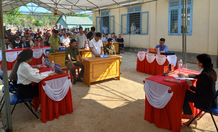 Quang cảnh phiên tòa giả định. Ảnh: K.P Quang cảnh phiên tòa giả định. Ảnh: K.P