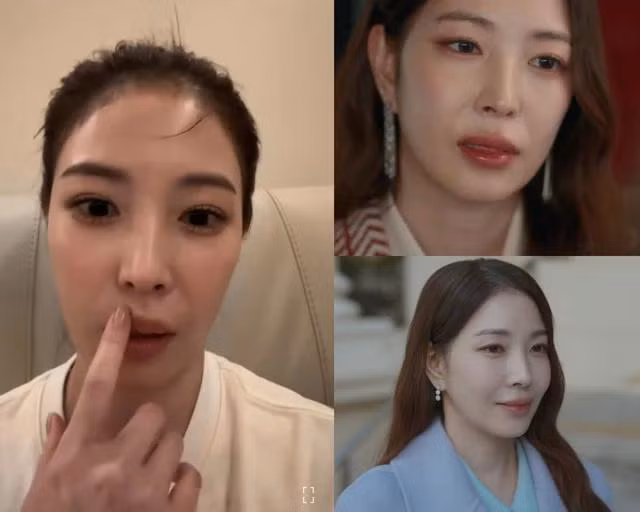 Nữ thần tượng trong phim (phải) và lúc lên livestream đính chính về phần môi