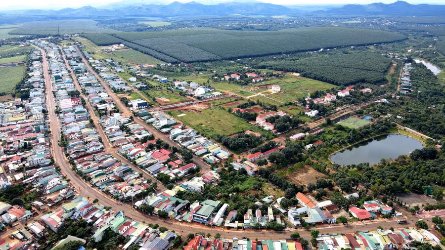 Một góc thị trấn Chư Ty, Đức Cơ. Ảnh: Thiên Di