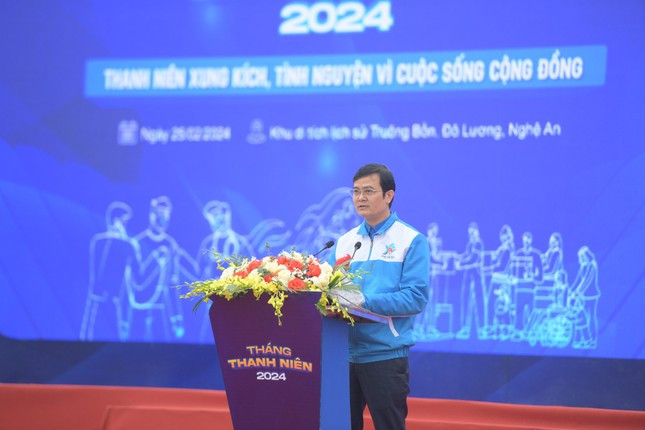 Bí thư thứ nhất T.Ư Đoàn Bùi Quang Huy phát biểu tại buổi lễ