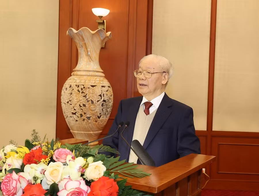 Tổng Bí thư Nguyễn Phú Trọng phát biểu. (Ảnh: Trí Dũng/TTXVN)