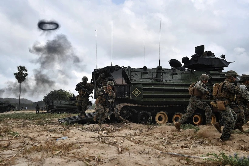 Binh sĩ Mỹ tham gia cuộc tập trận Hổ mang Vàng tại tỉnh Rayong, Thái Lan ngày 28-2-2020. Ảnh: AFP/ TTXVN