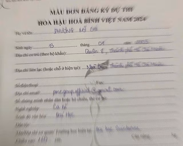 Hình ảnh đơn đăng ký được giọng ca sinh năm 2003 chia sẻ trên trang cá nhân