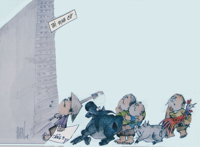 Tác phẩm Tái định cư đoạt giải 3, cuộc thi biếm họa toàn quốc 2008. Tác phẩm Tái định cư đoạt giải 3, cuộc thi biếm họa toàn quốc 2008.