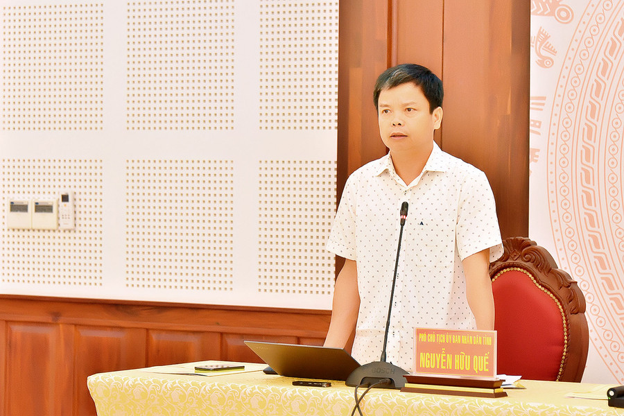 Phó Chủ tịch UBND tỉnh Nguyễn Hữu Quế phát biểu tại hội nghị. Ảnh: Đ.T