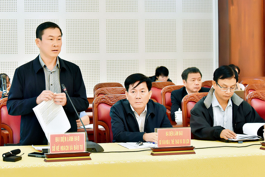 Phó Giám đốc Sở Kế hoạch và Đầu tư Đinh Hữu Hòa phát biểu tại hội nghị. Ảnh: Đ.T