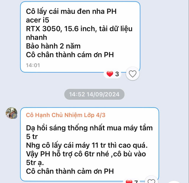 Những tin nhắn xin ủng hộ mua laptop Những tin nhắn xin ủng hộ mua laptop