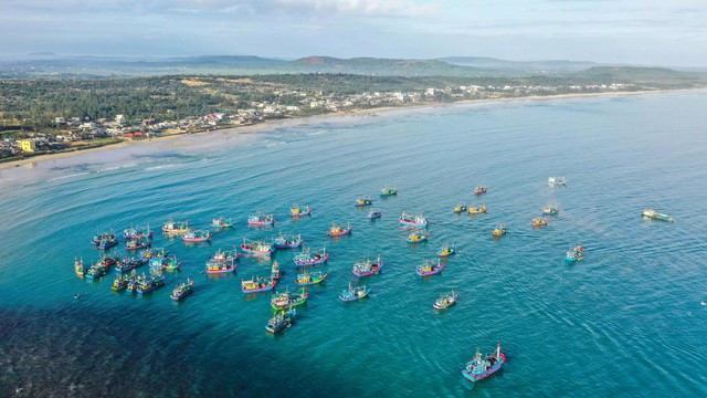 Tàu thuyền đánh bắt hải sản ở huyện Bình Sơn, tỉnh Quảng Ngãi