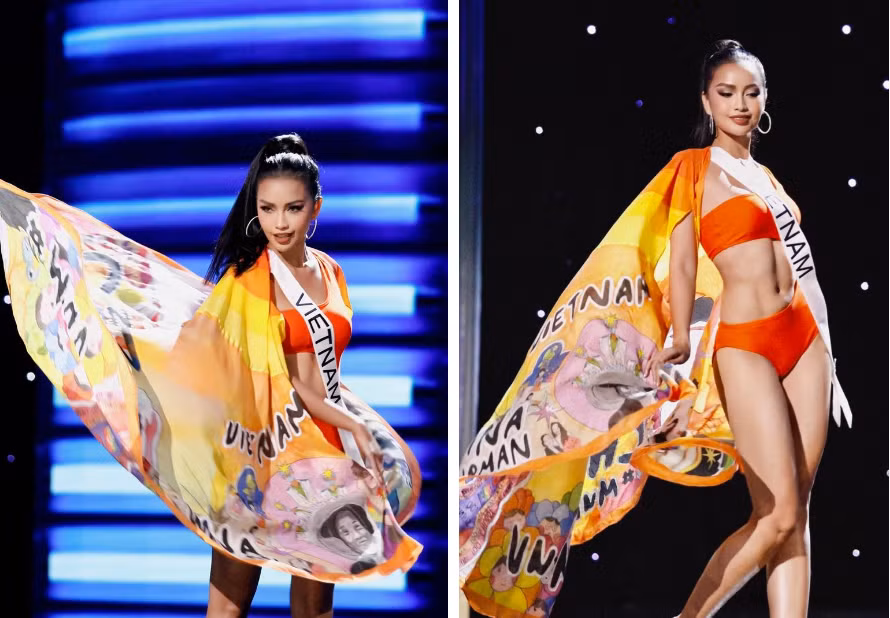 Hoa hậu Ngọc Châu thắng giải bình chọn áo choàng đẹp nhất tại cuộc thi Miss Universe 2022. Ảnh: FBNV