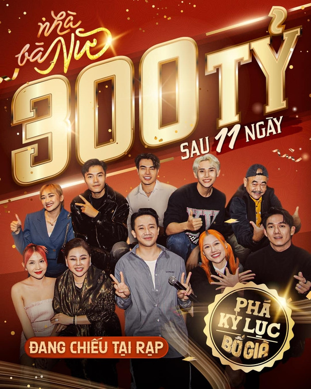 Nhà bà Nữ đạt doanh thu 300 tỉ đồng chỉ trong vòng 11 ngày, kỷ lục chưa từng có với một bộ phim Việt Nam. Ảnh: ĐPCC Nhà bà Nữ đạt doanh thu 300 tỉ đồng chỉ trong vòng 11 ngày, kỷ lục chưa từng có với một bộ phim Việt Nam. Ảnh: ĐPCC