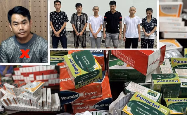 Nhóm đối tượng trong đường dây buôn bán, sản xuất thuốc giả bị bắt giữ. Ảnh: Công an Thanh Hóa