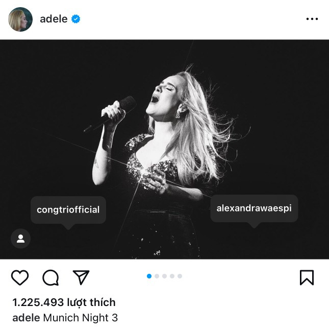 Adele khoe trang phục biểu diễn trên trang cá nhân.