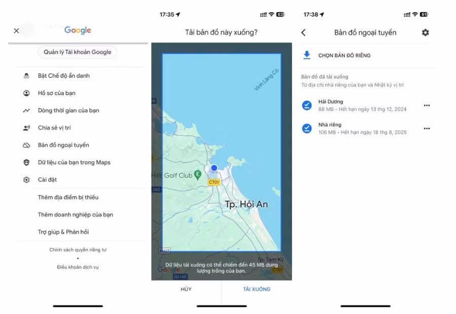 Các bước thực hiện để tải xuống bản đồ ngoại tuyến Google Maps