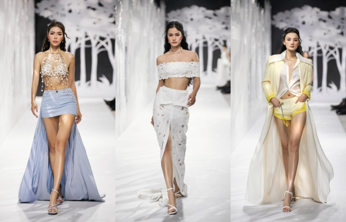 Váy áo phóng khoáng được Lê Thanh Hòa giới thiệu tại show diễn.