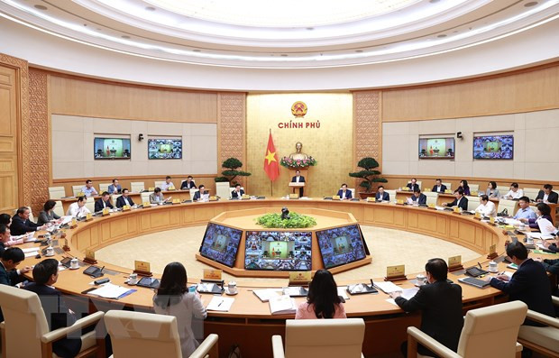 Quang cảnh hội nghị trực tuyến Chính phủ với địa phương. Ảnh: Dương Giang/TTXVN