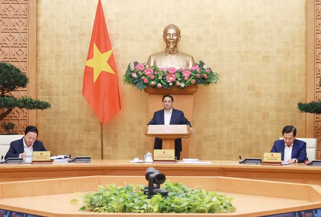 Thủ tướng Phạm Minh Chính chủ trì Hội nghị trực tuyến Chính phủ với địa phương. Ảnh: Dương Giang/TTXVN