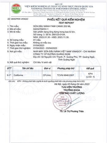 Kết quả kiểm định của Viện Kiểm nghiệm an toàn vệ sinh thực phẩm quốc gia. Ảnh: Anh Tuấn/TTXVN Kết quả kiểm định của Viện Kiểm nghiệm an toàn vệ sinh thực phẩm quốc gia. Ảnh: Anh Tuấn/TTXVN