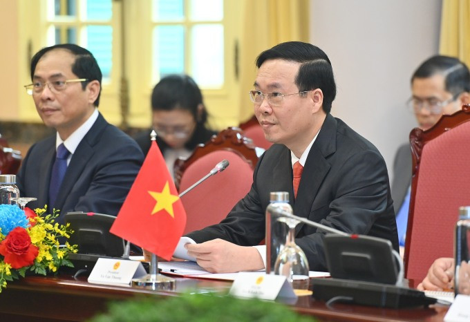 Chủ tịch nước Võ Văn Thưởng hội đàm cùng Toàn quyền Hurley. Ảnh: Giang Huy