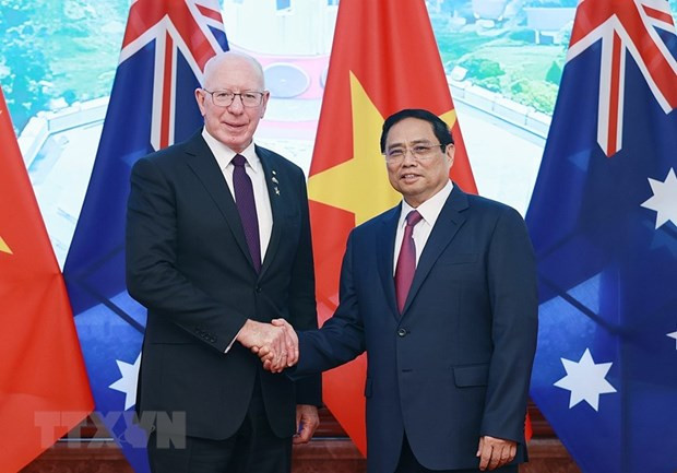 Thủ tướng Phạm Minh Chính và Toàn quyền Australia David Hurley. Ảnh: Dương Giang/TTXVN Thủ tướng Phạm Minh Chính và Toàn quyền Australia David Hurley. Ảnh: Dương Giang/TTXVN