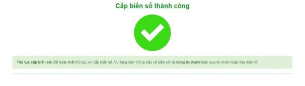 Hệ thống sẽ hiển thị thông báo về kết quả yêu cầu cấp biển của công dân. Hệ thống sẽ hiển thị thông báo về kết quả yêu cầu cấp biển của công dân.