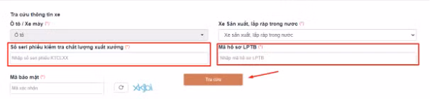 Tra cứu thông tin xe.