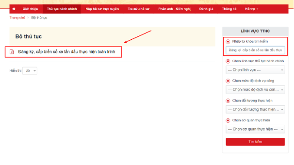 Công dân chọn mục như trong hình. Công dân chọn mục như trong hình.