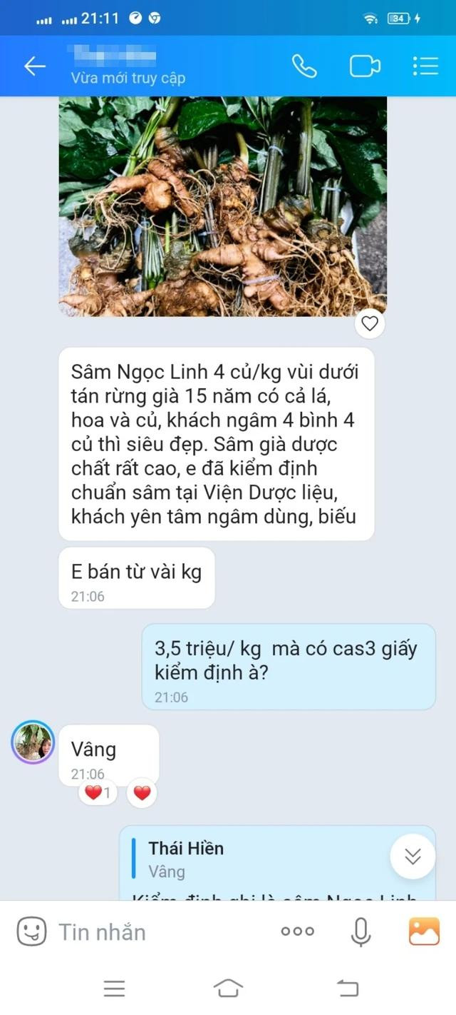 Một người giới thiệu với PV loại sâm gọi là “SNL” chỉ 3,5 triệu đồng/kg và khẳng định có giấy kiểm định Một người giới thiệu với PV loại sâm gọi là “SNL” chỉ 3,5 triệu đồng/kg và khẳng định có giấy kiểm định