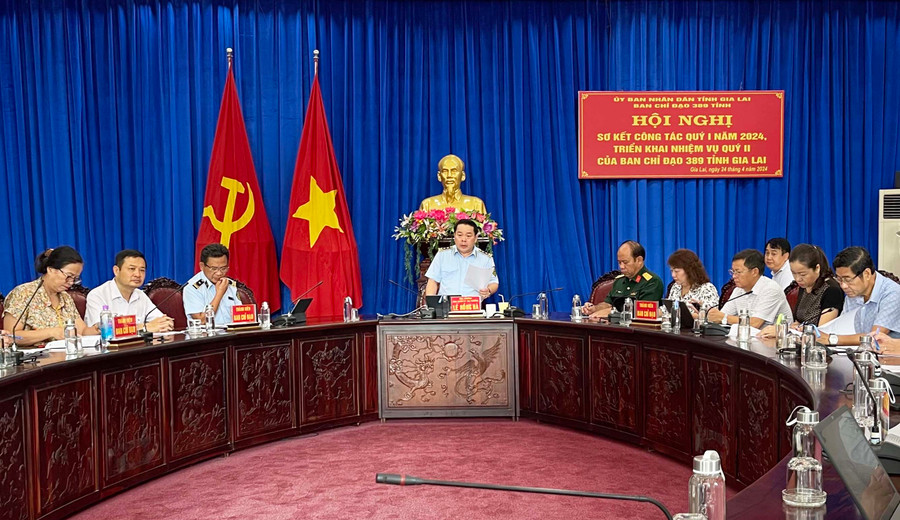 Quang cảnh hội nghị sơ kết công tác quý I và triển khai nhiệm vụ quý II-2024 của Ban Chỉ đạo 389 tỉnh. Ảnh: V.T Quang cảnh hội nghị sơ kết công tác quý I và triển khai nhiệm vụ quý II-2024 của Ban Chỉ đạo 389 tỉnh. Ảnh: V.T