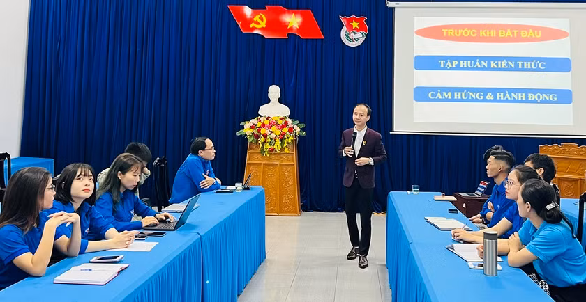 Quang cảnh lớp tập huấn kiến thức khởi nghiệp cho đoàn viên, thanh niên trong tỉnh. Ảnh: M.N