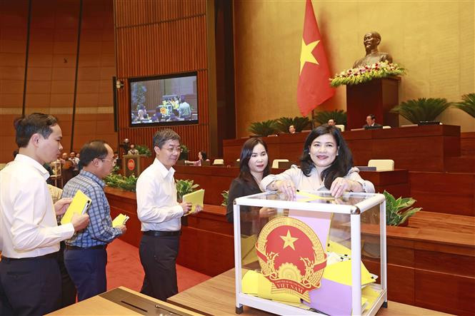 Sáng 25/10/2023, tại Nhà Quốc hội, đại biểu Quốc hội bỏ phiếu tín nhiệm đối với các chức danh do Quốc hội bầu, phê chuẩn. Ảnh: Doãn Tấn/TTXVN Sáng 25/10/2023, tại Nhà Quốc hội, đại biểu Quốc hội bỏ phiếu tín nhiệm đối với các chức danh do Quốc hội bầu, phê chuẩn. Ảnh: Doãn Tấn/TTXVN