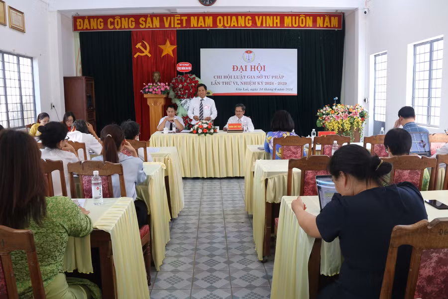 Quang cảnh Đại hội Chi hội Luật gia Sở Tư pháp tỉnh Gia Lai lần thứ VI, nhiệm kỳ 2024-2029. Ảnh: Hoàng Lộc