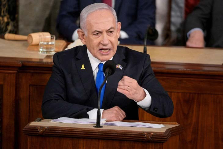 Thủ tướng Israel Benjamin Netanyahu phát biểu phác thảo kế hoạch về Dải Gaza sau xung đột. Ảnh: REUTERS