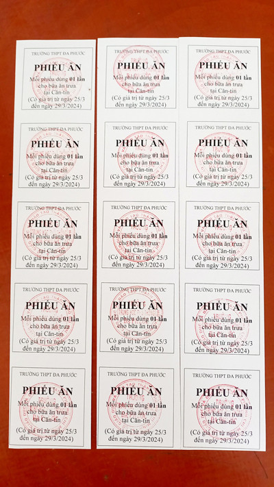 Phiếu “Bữa cơm tình thương” Phiếu “Bữa cơm tình thương”