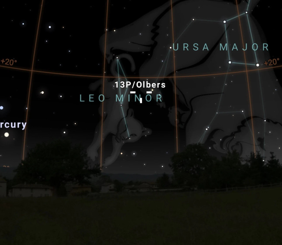 Vị trí của sao chổi 13P/Olbers tại TP.HCM lúc 19 giờ 26 phút ngày 20.7 tại TP.HCM