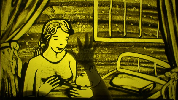 Một trong những tác phẩm tranh cát Một trong những tác phẩm tranh cát