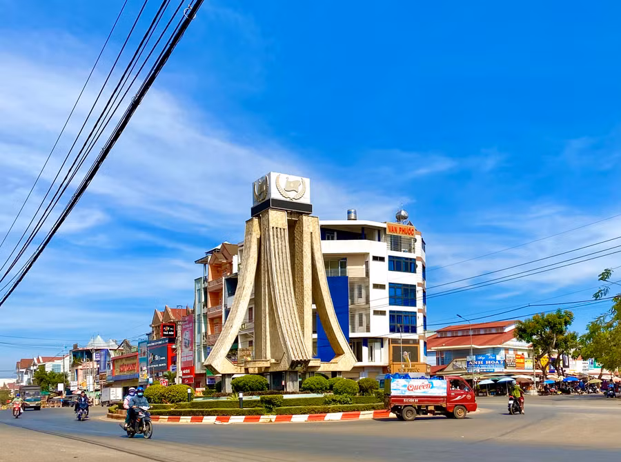 Một góc thị trấn Đak Đoa (huyện Đak Đoa). Ảnh: Hà Duy