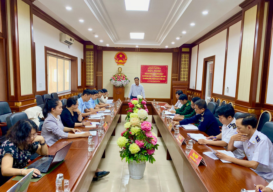 Quang cảnh hội nghị giao ban đánh giá tình hình quản lý tại khu vực Cửa khẩu quý I-2024. Ảnh: Hà Duy