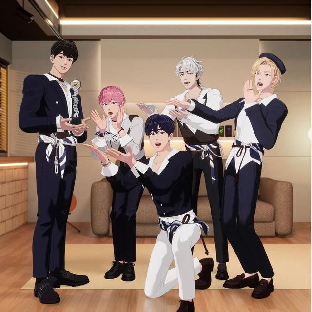 Plave trong một lần ăn mừng chiến thắng trên một chương trình âm nhạc cuối tuần