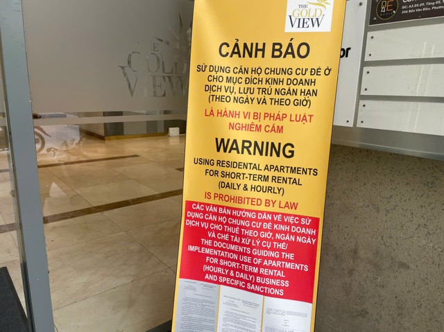 Thông báo cấm cho thuê căn hộ ngắn ngày ở chung cư The Gold View Thông báo cấm cho thuê căn hộ ngắn ngày ở chung cư The Gold View