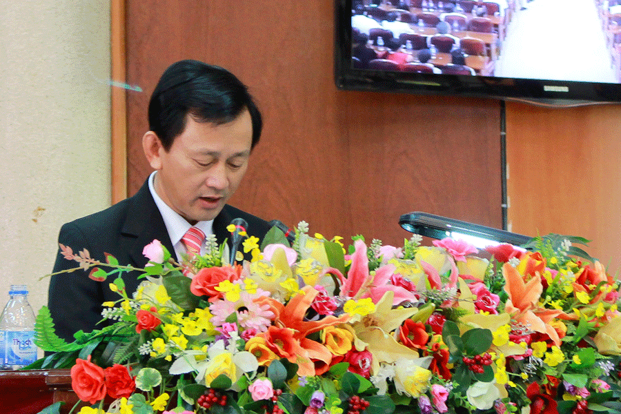 Bí thư Tỉnh ủy Dương Văn Trang phát biểu tại lễ kỷ niệm. Ảnh: Hồng Thi