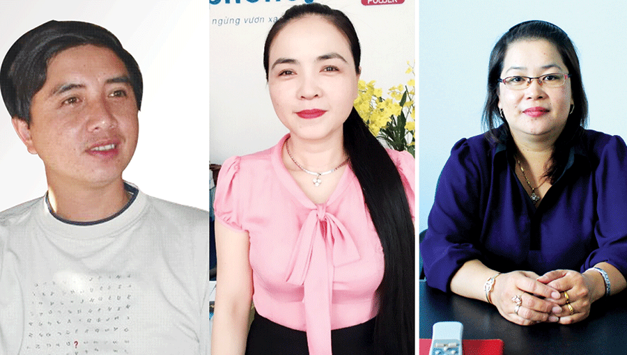 Anh Lê Thống Nhất, chị Phạm Thị Kim Khánh, chị Đinh Thị Giang. Ảnh: Phương Vy Anh Lê Thống Nhất, chị Nguyễn Thị Kim Khánh, chị Đinh Thị Giang. Ảnh: Phương Vy