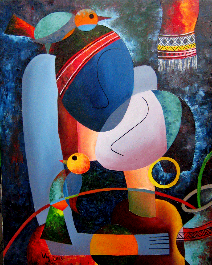  Tác phẩm “Rượu cần” của họa sĩ Lê Nguyễn Thảo My.