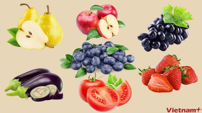 Các loại trái cây giàu flavonoid. (Ảnh: Vietnam+) trai-cay-giau-flavonoid.jpg