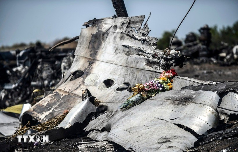 Hiện trường vụ rơi máy bay MH17 gần làng Hrabove, khu vực Donetsk (Ukraine), ngày 26/7/2014. (Ảnh: AFP/ TTXVN) vu-may-bay-mh17.jpg