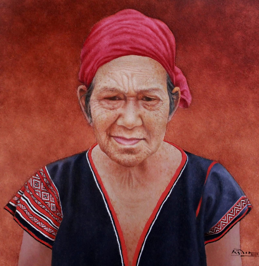 Πορτρέτο του καλλιτέχνη Xu Man μέσα από τα σχέδια του καλλιτέχνη Nguyen Thanh Son. Φωτογραφία: NVCC trien-lam.jpg