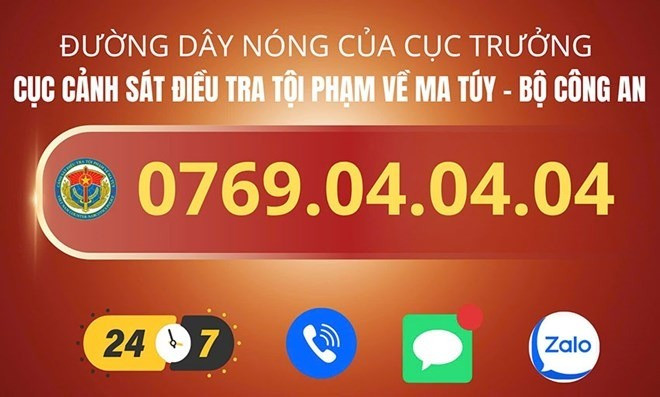 Đường dây nóng của Cục Cảnh sát điều tra tội phạm về ma túy. Ảnh: C04 duong-day-nong.jpg