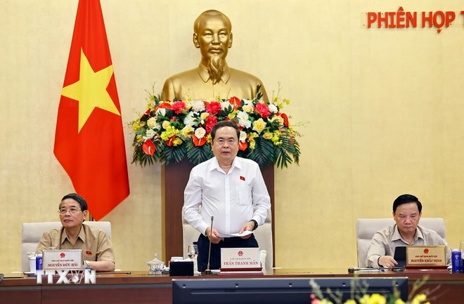 Chủ tịch Quốc hội Trần Thanh Mẫn phát biểu khai mạc phiên họp. (Ảnh: Doãn Tấn/TTXVN) Chủ tịch Quốc hội Trần Thanh Mẫn phát biểu khai mạc phiên họp. (Ảnh: Doãn Tấn/TTXVN)