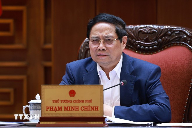 Thủ tướng Phạm Minh Chính chủ trì cuộc họp Thường trực Chính phủ với các địa phương để tháo gỡ khó khăn, vướng mắc cho các dự án tồn đọng. Ảnh: Dương Giang/TTXVN